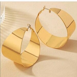 Goldtone Oversized Goldtone Pierced Earrings Hoops